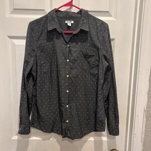 Old Navy Gray Polka Dot‎ Button Up Size Womens Size Large